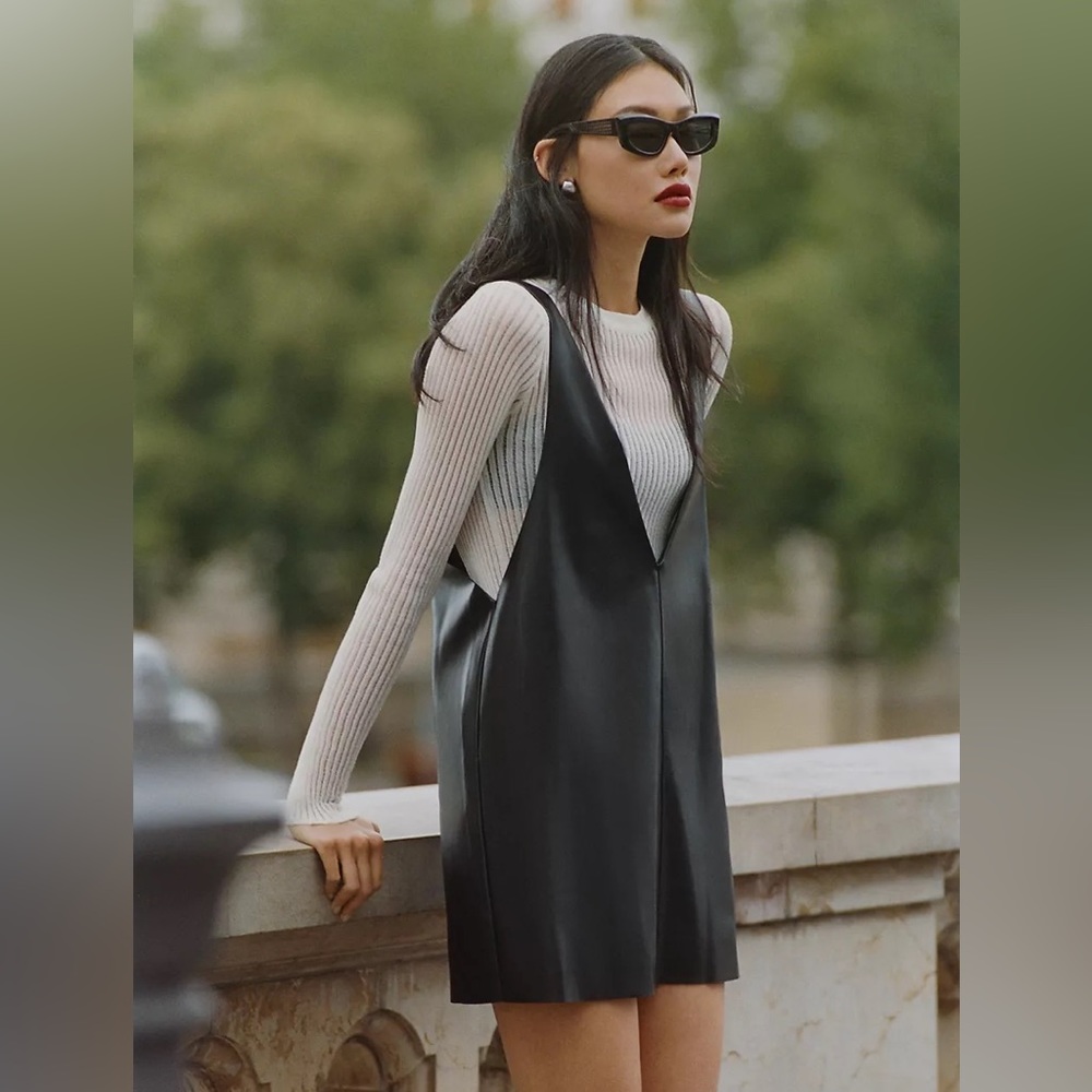 Sunday in Brooklyn Faux Leather Pinafore